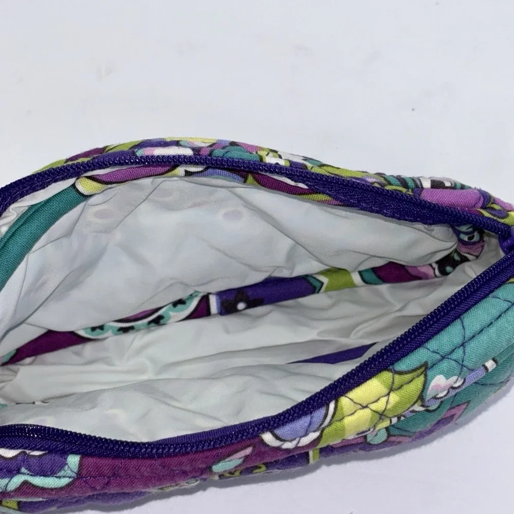 Vera Bradley Mirror Cosmetic Purple Paisley Quilted Makeup Bag Pouch